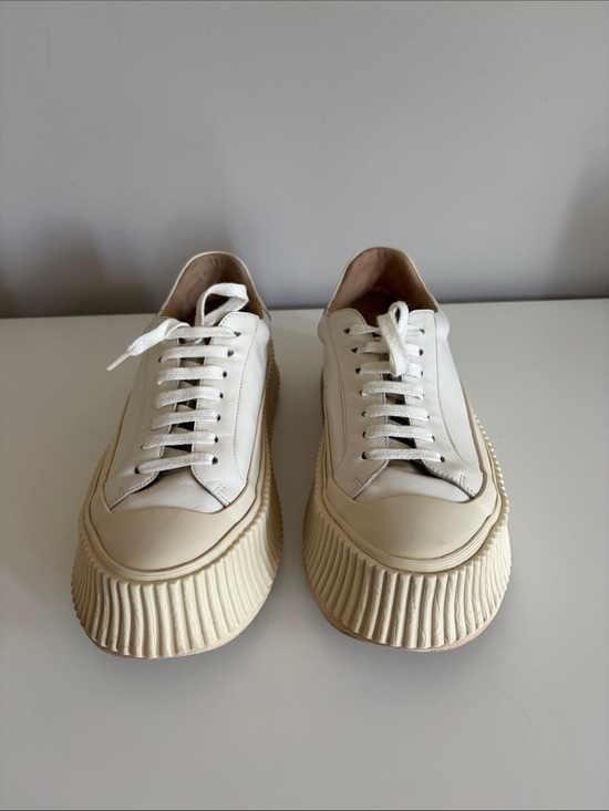 Jil Sander Shoes - Jil Sander 38 Cream Platform Sneakers - Unisex Leather Lace-Ups fit like a 39